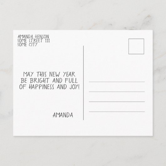 Modernes, glückliches Neujahr 2023 Glitzern Foto Postkarte (Rückseite)