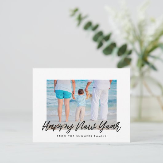 Modernes, glückliches Neujahrsfamilien-Foto Postkarte (Stehend Vorderseite)