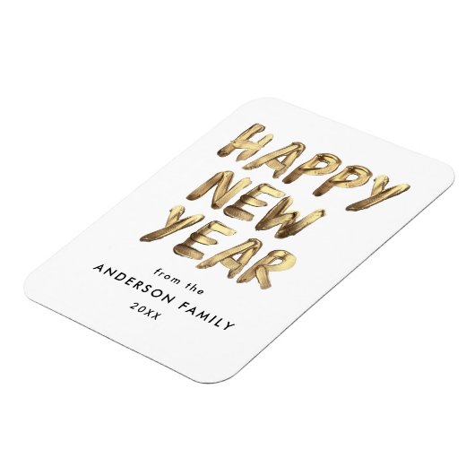 Modernes glückliches Neujahrsgoldbrief ohne Foto Magnet (Linke Seite)