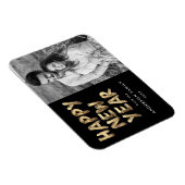 Modernes glückliches New Year Black and Gold Foto Magnet (Rechte Seite)