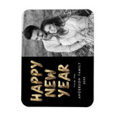 Modernes glückliches New Year Black and Gold Foto Magnet (Vertikal)