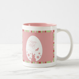 Modernes glückliches Ostereier Pastell Pink Zweifarbige Tasse