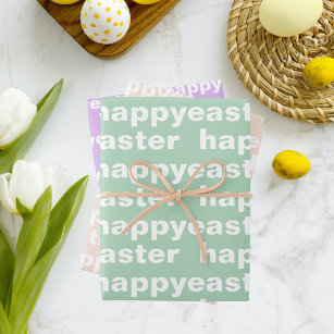 Modernes, glückliches Ostermuster Pastel Geschenkpapier Set