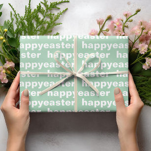 Modernes glückliches Ostern Grün und Weiß Oster Geschenkpapier