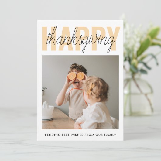 Modernes glückliches Thanksgiving-Foto Einladung (Stehend Vorderseite)