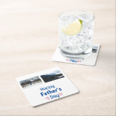 Modernes glückliches Vatertagsmäßiges Foto Rechteckiger Pappuntersetzer (Vor Ort)