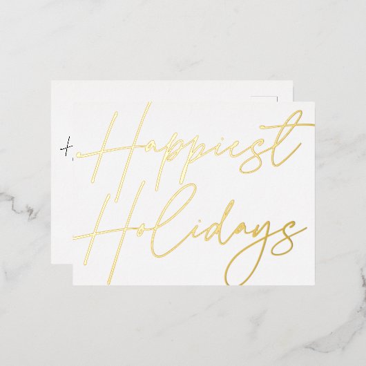 Modernes, glücklichstes Weihnachtsgeschäft Gold Folien Feiertagspostkarte (Vorderseite/Rückseite)