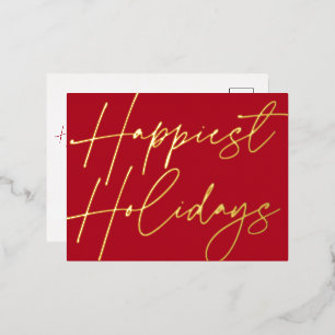 Modernes, glücklichstes Weihnachtsgeschäft Gold Folien Feiertagspostkarte