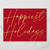 Modernes, glücklichstes Weihnachtsgeschäft Gold Folien Feiertagspostkarte (Vorderseite)