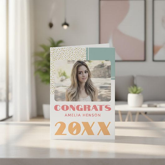 Modernes Glückwunsch Gold Glitzer Graduate Foto Karte