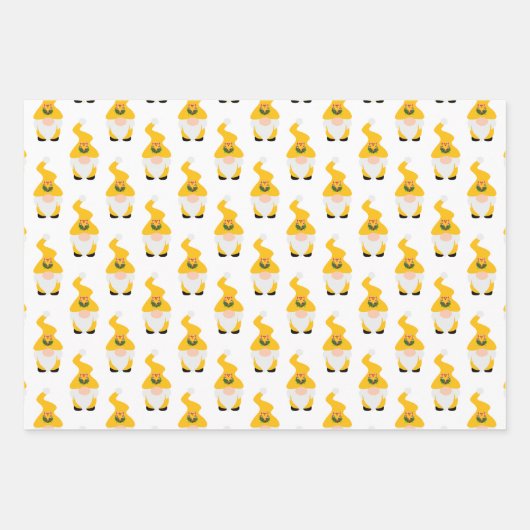 Modernes Gnome Muster Set Candy Cane Herzspass Geschenkpapier Set (Vorderseite 2)