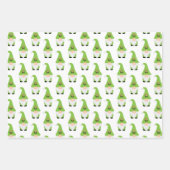 Modernes Gnome Muster Set Candy Cane Herzspass Geschenkpapier Set (Vorderseite)