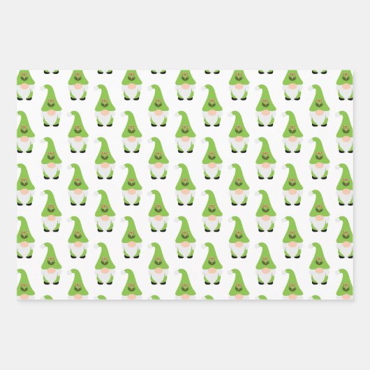Modernes Gnome Muster Set Candy Cane Herzspass Geschenkpapier Set (Vorderseite)