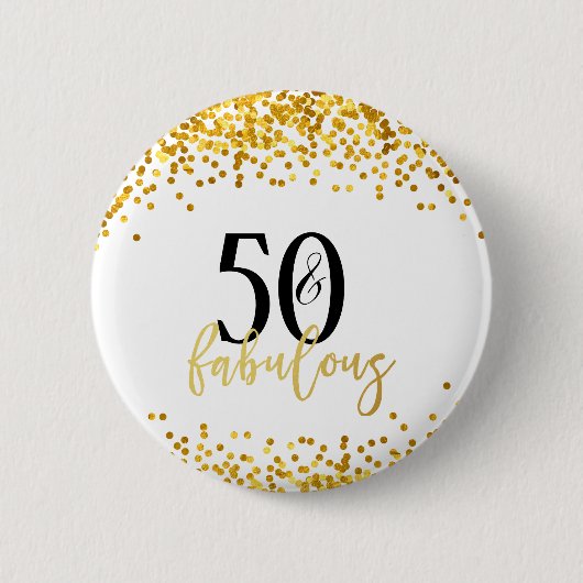 Modernes Gold 50 u. fabelhafter Button (Vorderseite)