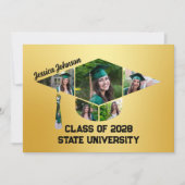 Modernes Gold Abschluss Form Foto Collage Party Einladung (Vorderseite)