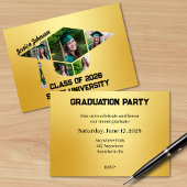 Modernes Gold Abschluss Form Foto Collage Party Einladung