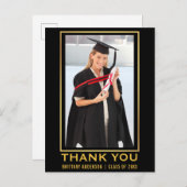 Modernes Gold Abschluss Foto Vielen Dank Postkarte (Vorne/Hinten)