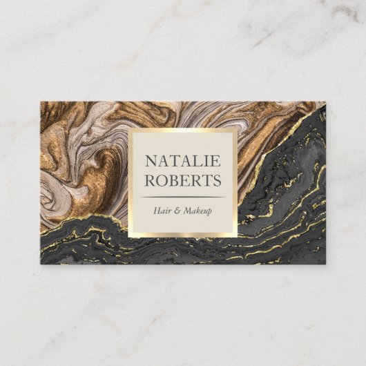 Modernes Gold Agate Black Marble Luxury Salon Well Visitenkarte (Vorderseite)