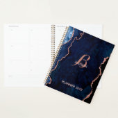 Modernes Gold-Agate-Monogramm der Navy-Rose Planer (Anzeige)