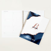 Modernes Gold-Agate-Monogramm der Navy-Rose Planer (Anzeige)