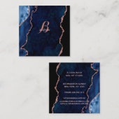 Modernes Gold-Agate-Monogramm der Navy-Rose Quadratische Visitenkarte (Vorne/Hinten)