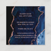 Modernes Gold-Agate-Monogramm der Navy-Rose Quadratische Visitenkarte (Rückseite)