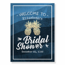 Modernes Gold Ananas Couple Brautparty Willkommen
