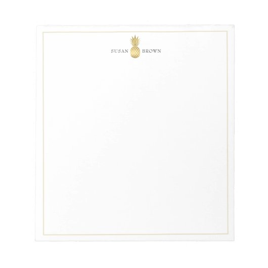 Modernes Gold Ananas Personalisiert Notepad Notizblock (Vorderseite)
