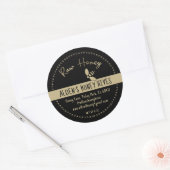 Modernes Gold auf Black Raw Honey Stylized Honeybe Runder Aufkleber (Umschlag)