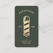 Modernes Gold Barbershop Pole Haircut QR Visitenkarte (Vorderseite)