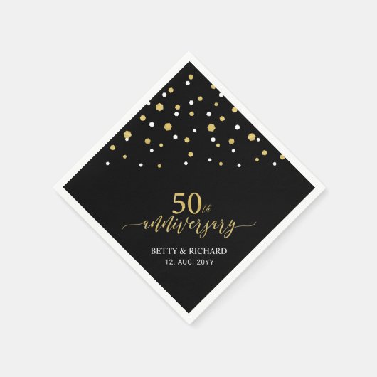 Modernes Gold & Black 50-jähriges Party Napkins Serviette (Ecke)