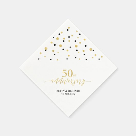 Modernes Gold & Black 50-jähriges Party Serviette (Ecke)