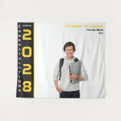 Modernes Gold Black Abschluss Foto Party Wandteppich (Vorderseite (Horizontal))