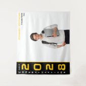 Modernes Gold Black Abschluss Foto Party Wandteppich (Vorderseite)