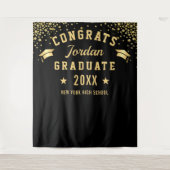 Modernes Gold Black Abschluss Foto Stand Hintergru Wandteppich (Vorderseite)