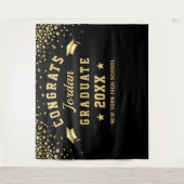 Modernes Gold Black Abschluss Foto Stand Hintergru Wandteppich (Vorderseite)