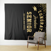 Modernes Gold Black Abschluss Foto Stand Hintergru Wandteppich (Beispiel (Horizontal))