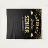 Modernes Gold Black Abschluss Foto Stand Hintergru Wandteppich (Vorderseite (Horizontal))