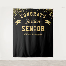 Modernes Gold Black Abschluss Foto Stand Hintergru Wandteppich