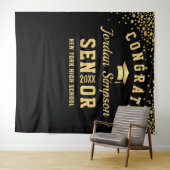 Modernes Gold Black Abschluss Foto Stand Hintergru Wandteppich (Beispiel (Horizontal))