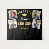 Modernes Gold Black Abschluss Foto Stand Hintergru Wandteppich (Vorderseite (Horizontal))