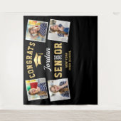 Modernes Gold Black Abschluss Foto Stand Hintergru Wandteppich (Vorderseite)