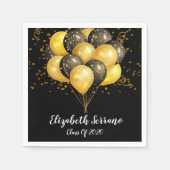 Modernes Gold Black Balloons Confetti Grad Party Serviette (Vorderseite)