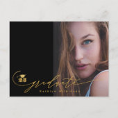 Modernes Gold Black Minimalistisch Chic Foto GRAD Einladungspostkarte (Vorderseite)