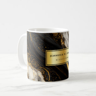 Modernes Gold Black und White Individuelle Name Bu Kaffeetasse