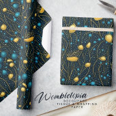 Modernes Gold & Blue Abstrakt Blumen Geschenkpapier