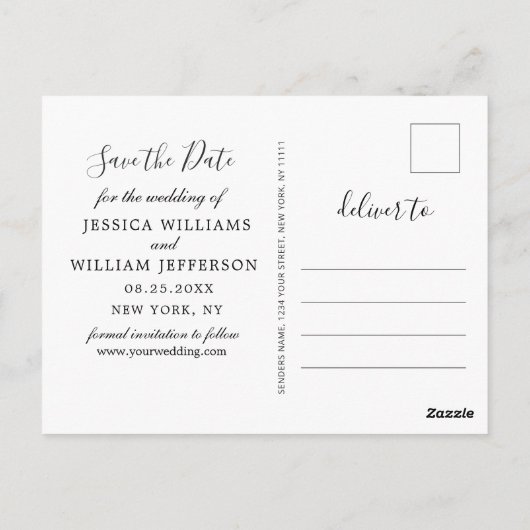 Modernes Gold Blue Agate Wedding rettet das Datum Postkarte (Rückseite)