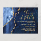 Modernes Gold Blue Marble - Änderung des Datums ve Postkarte (Vorderseite)