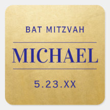 Modernes Gold & Blue Mitzvah Geburtstag Name Gefal