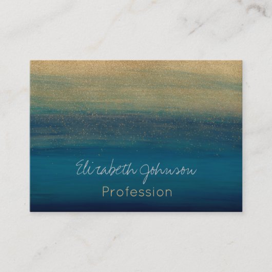 Modernes Gold Blue Pinselstriche Pinselstriche Visitenkarte (Vorderseite)